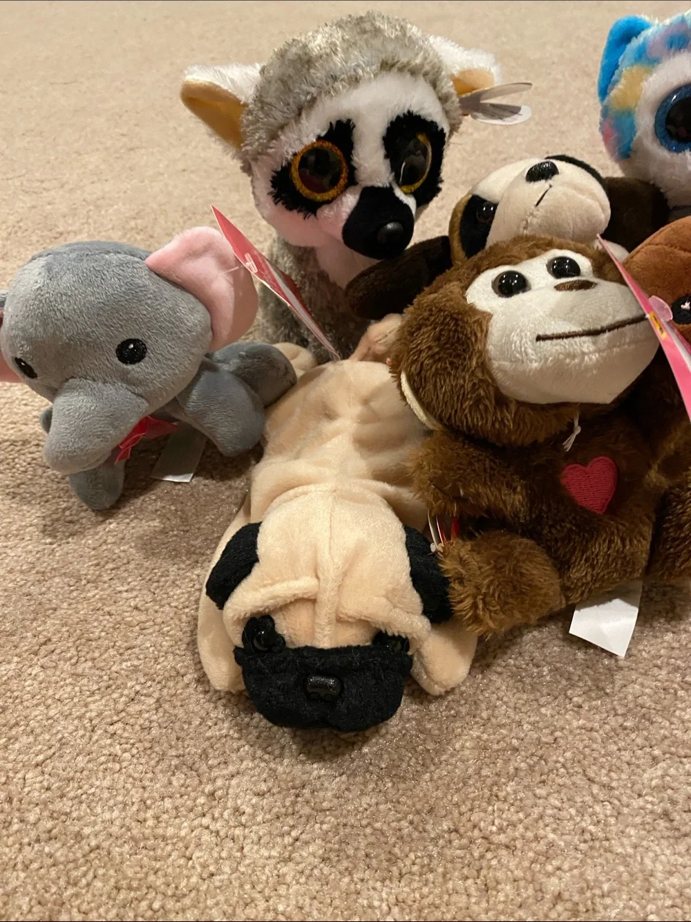TY and other Plush Small Pets Assorted Multicolor Beanie Buddies medium sized